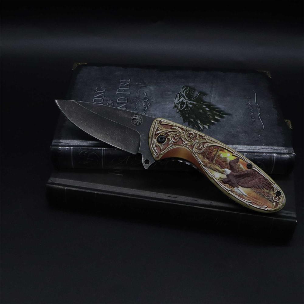 3D Sculpture Eagle Relief Folding Knife