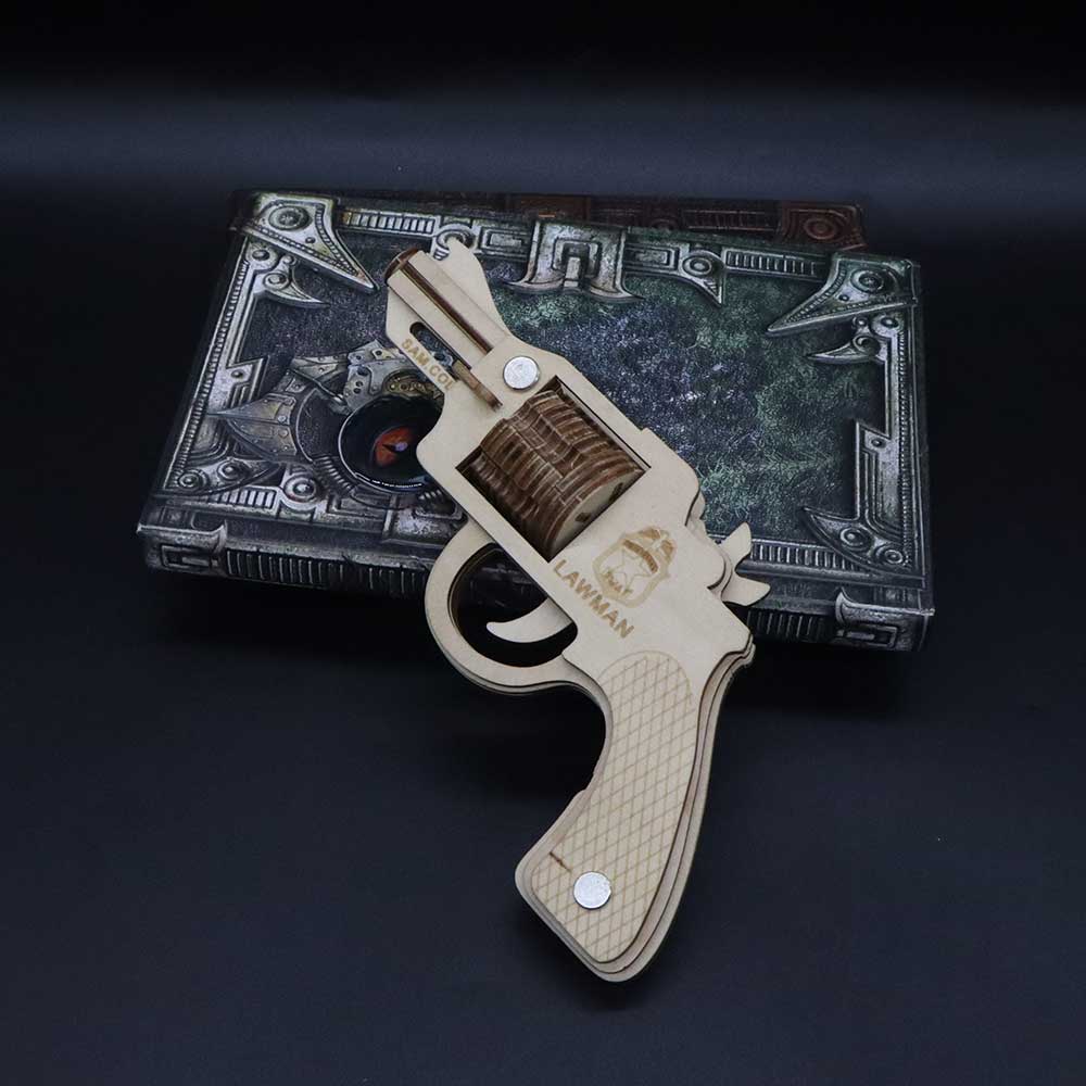 Assembled Colt Law Enforcement Officer Wooden Rubber Band Gun Model Kit