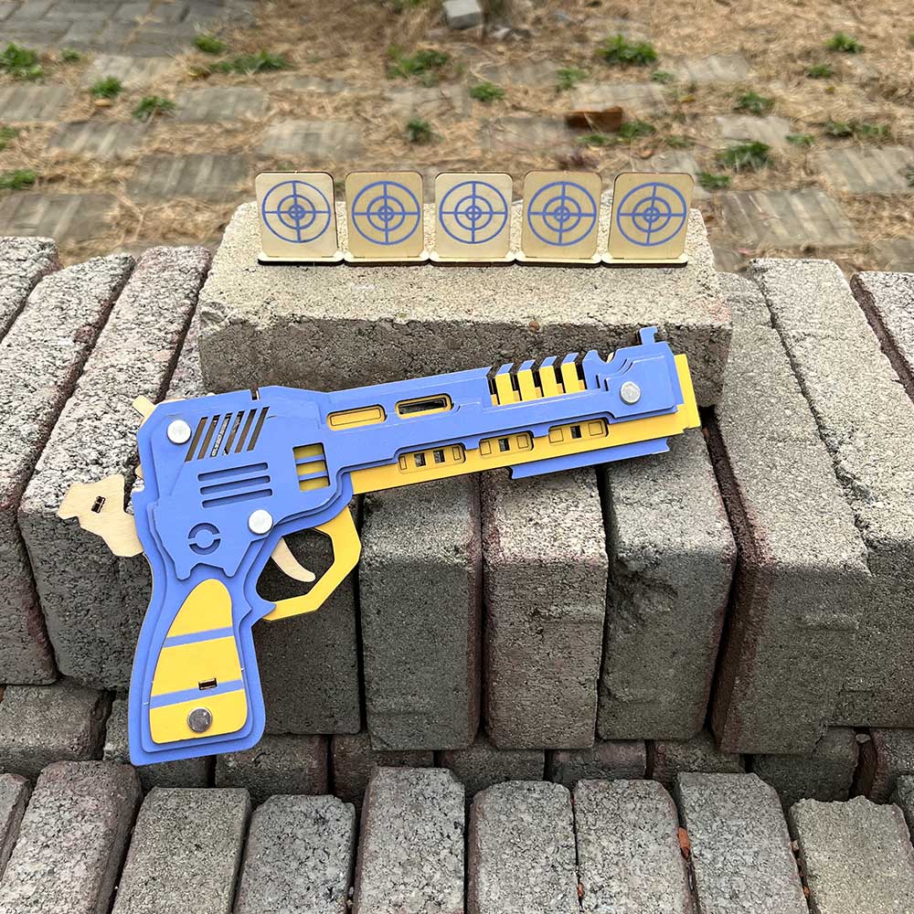 Battle Wolf 3D Gun Puzzle Wooden Rubber Band Gun Model Kit