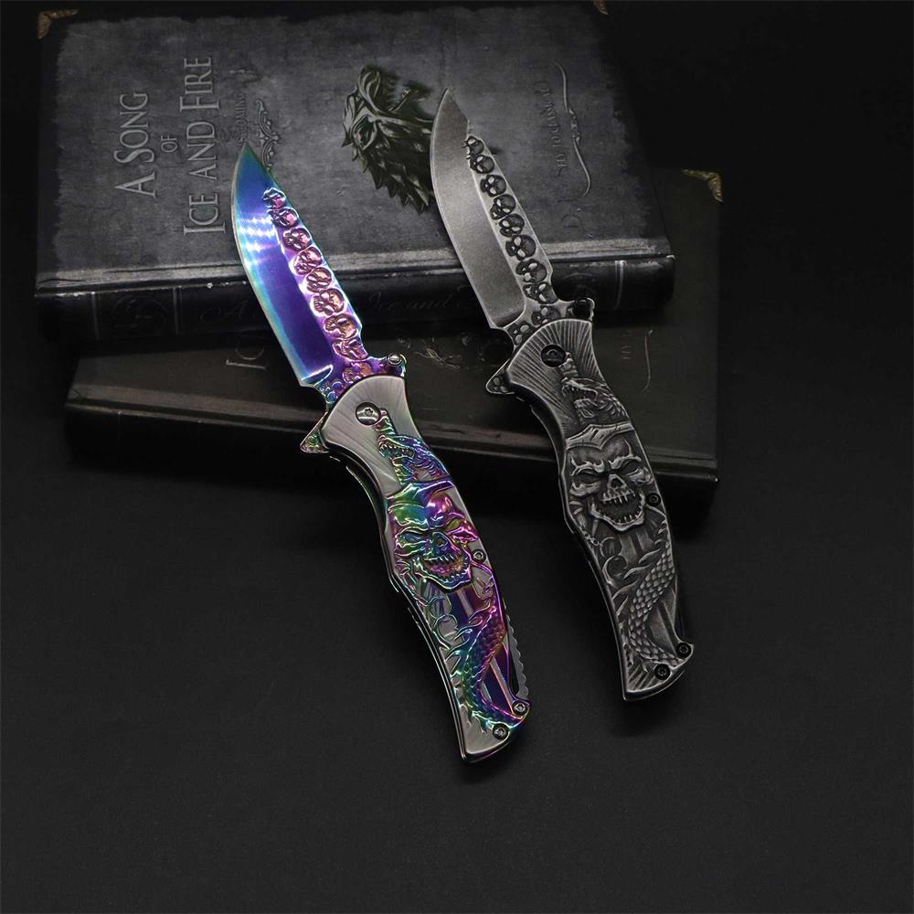 Snake Skull Relief Folding Knife
