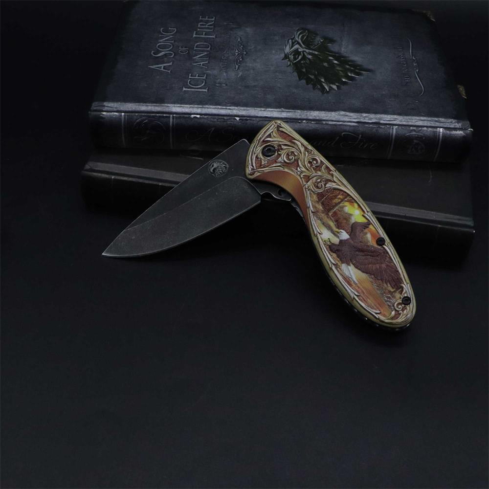 3D Sculpture Eagle Relief Folding Knife