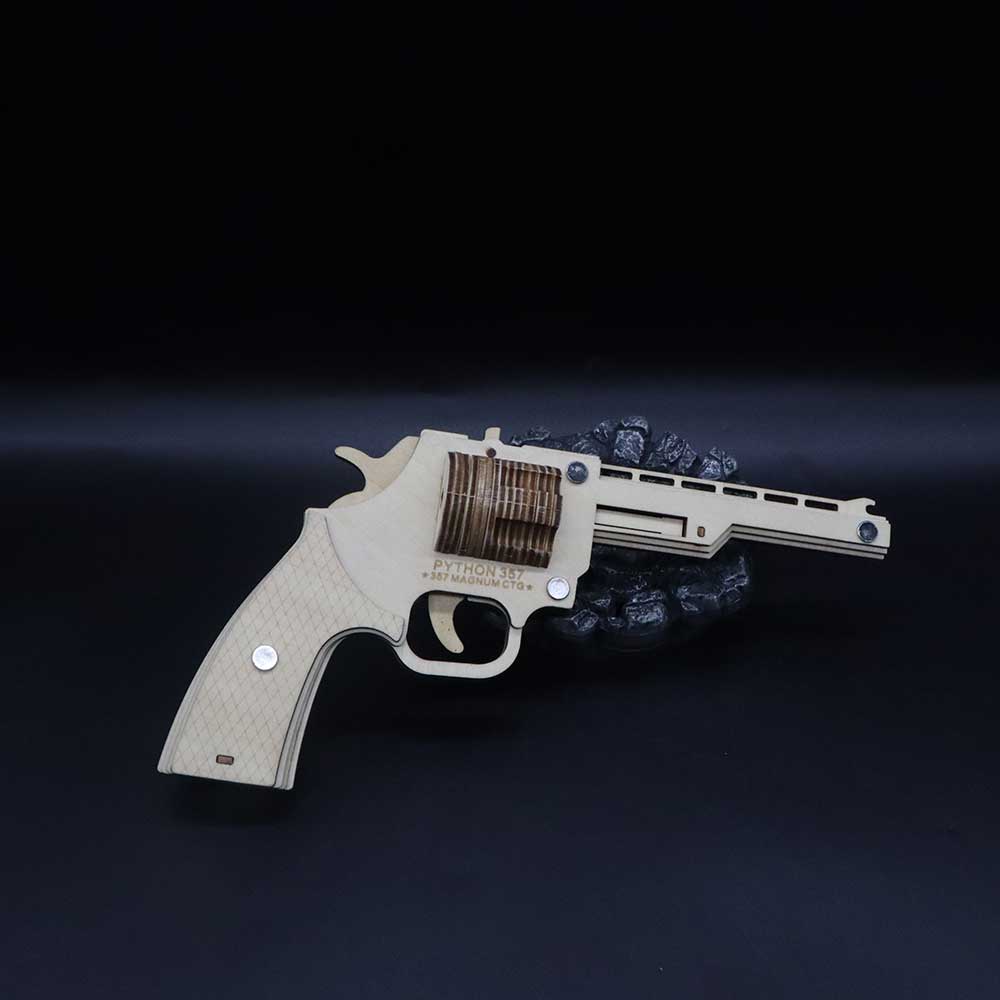 Assembled Revolver Wooden Rubber Band Gun Model Kit