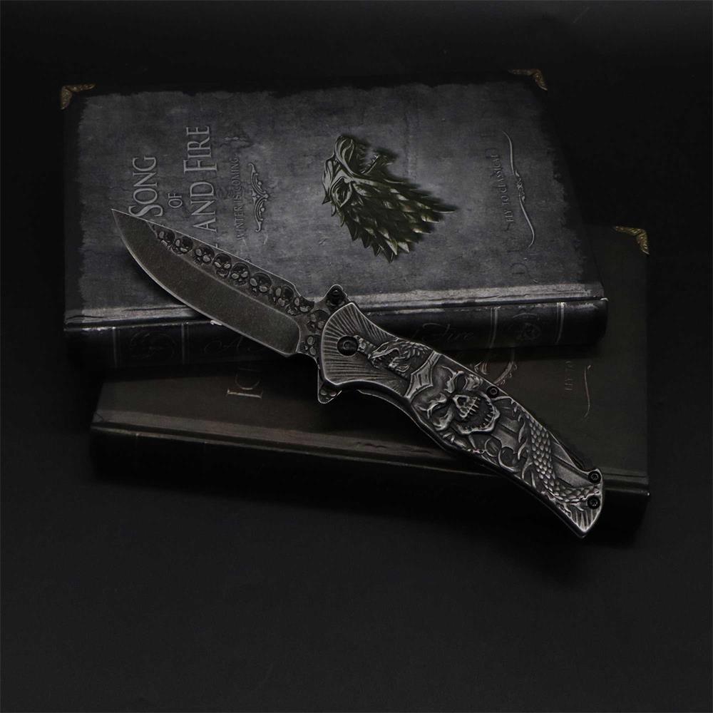 Snake Skull Relief Folding Knife