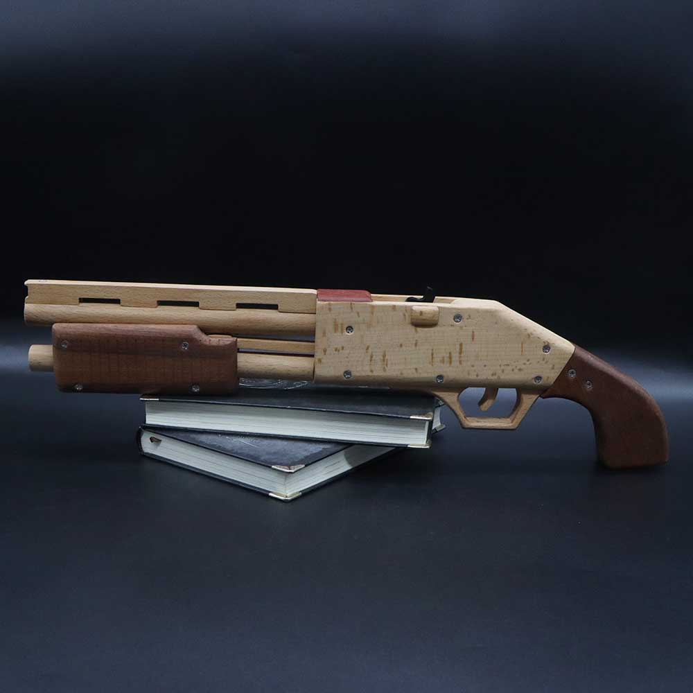 Assembled M37 Shotgun Rubber Band Wooden Replica Gun