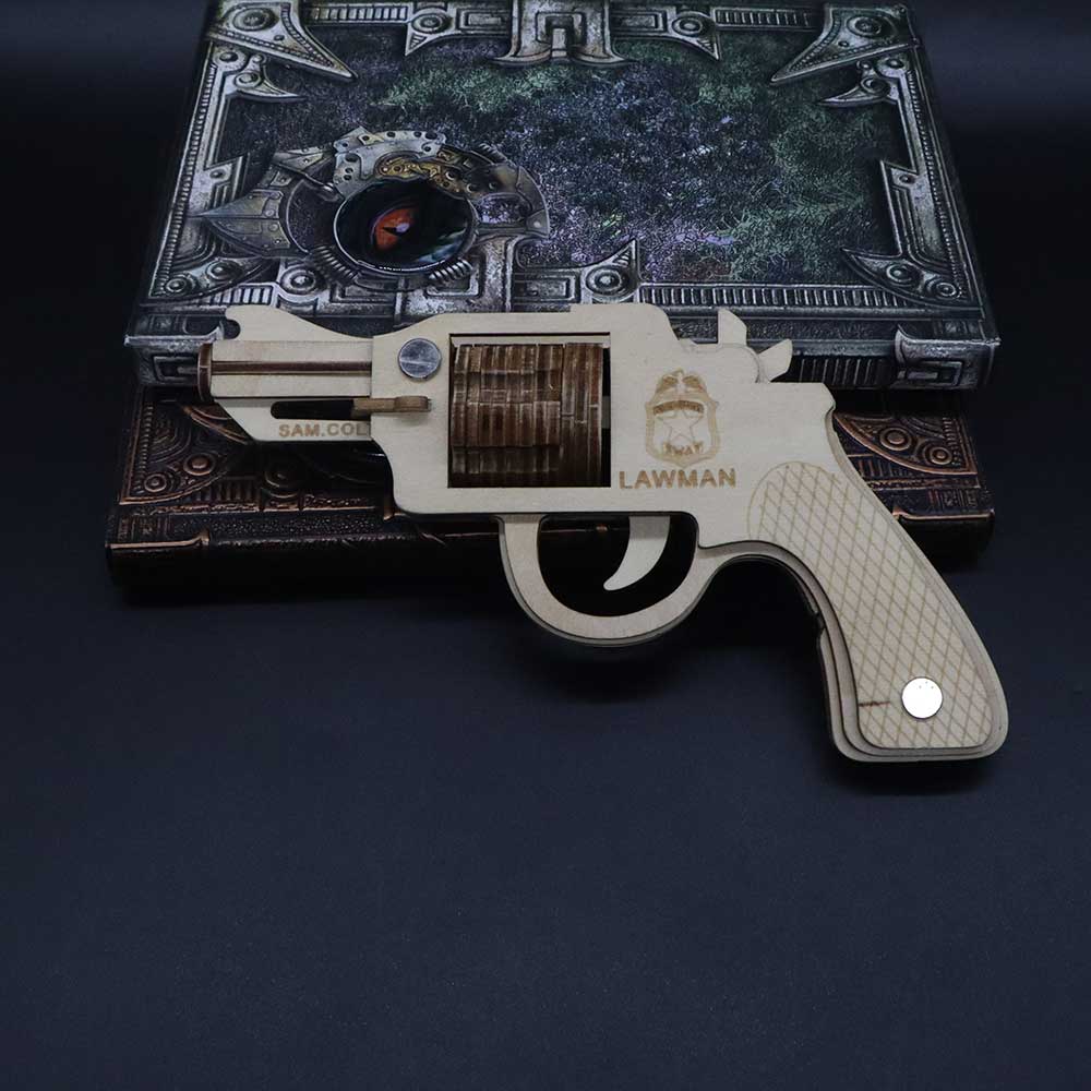 Assembled Colt Law Enforcement Officer Wooden Rubber Band Gun Model Kit