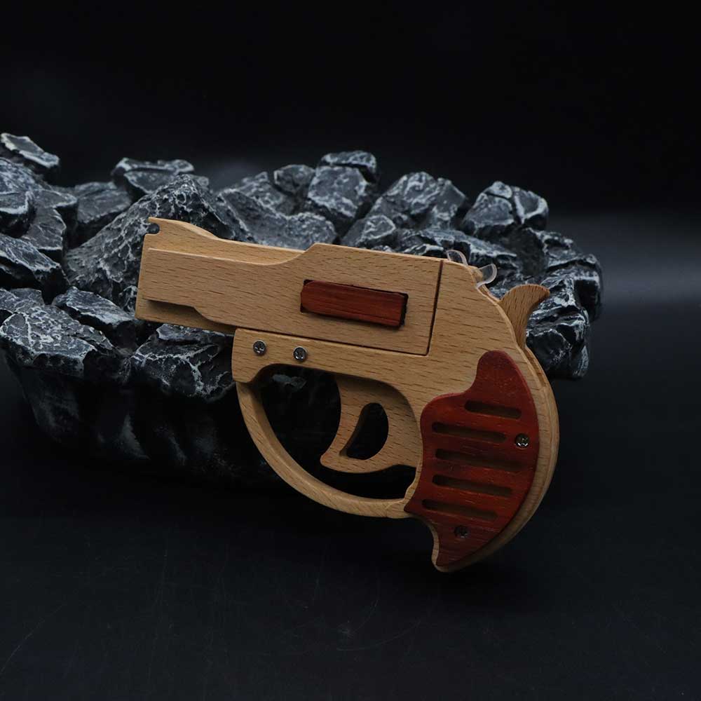 Solid Wood Mini Revolver Rubber Band Gun