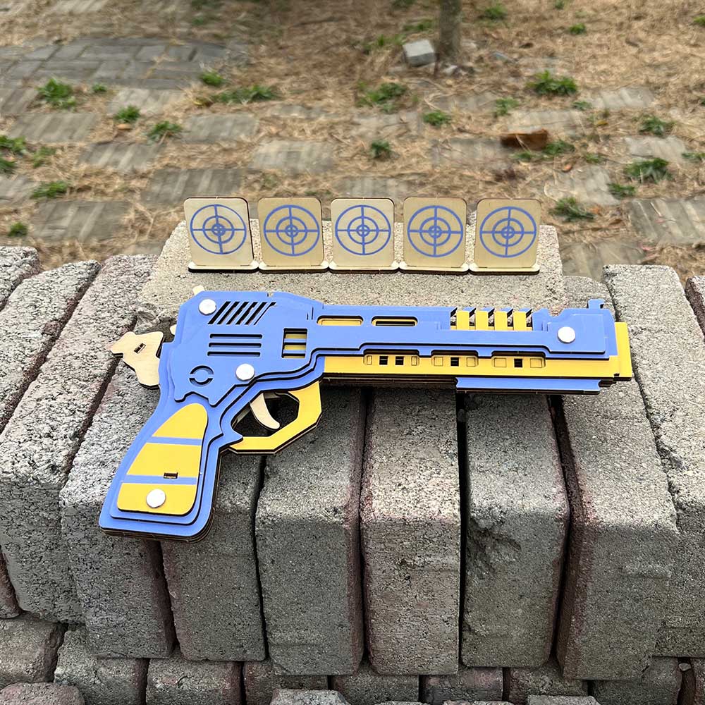Battle Wolf 3D Gun Puzzle Wooden Rubber Band Gun Model Kit