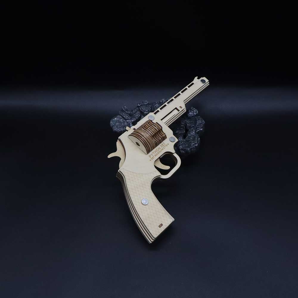 Assembled Revolver Wooden Rubber Band Gun Model Kit