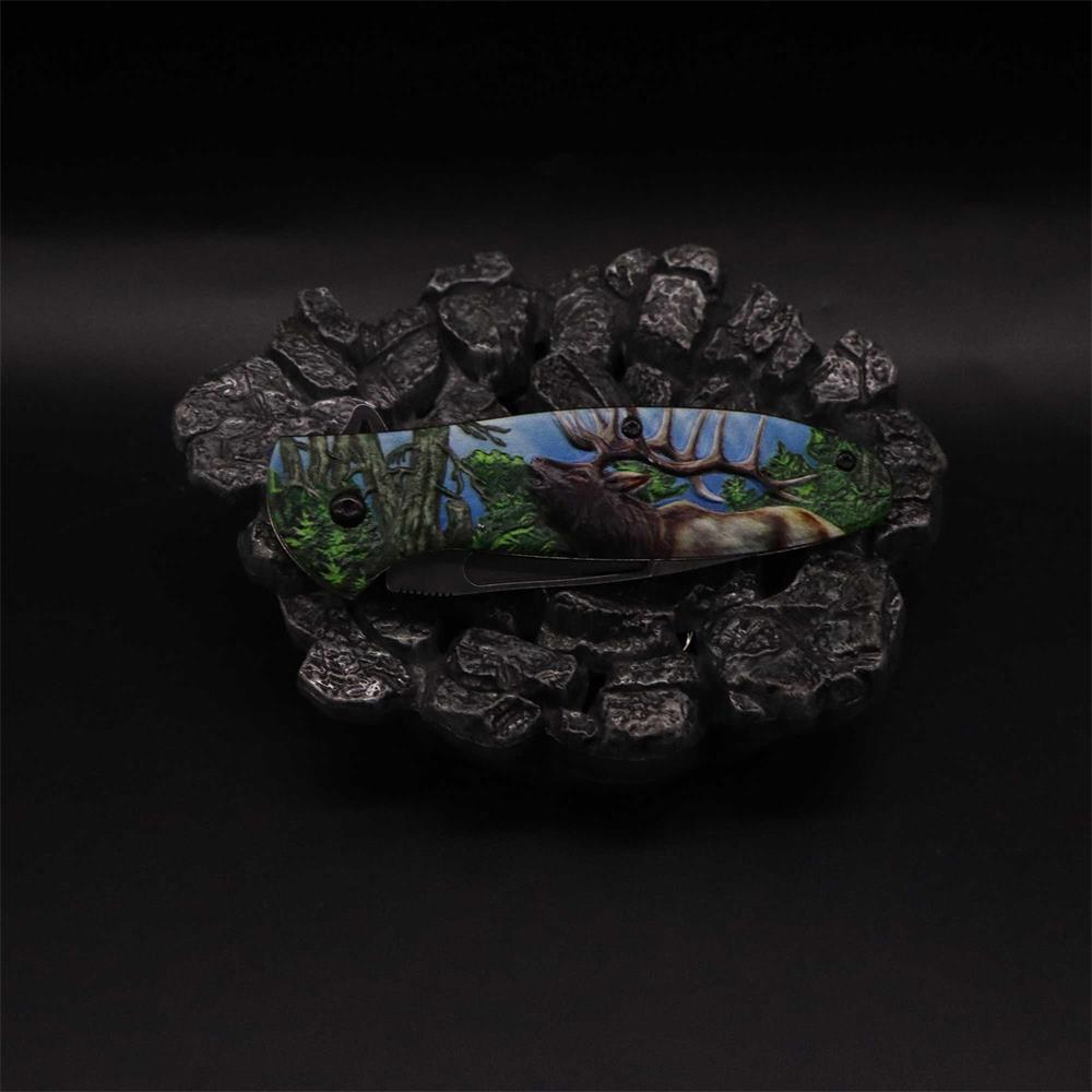 Male Deer Folding Knife Portable Camping Tool