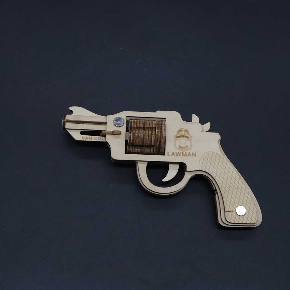 Assembled Colt Law Enforcement Officer Wooden Rubber Band Gun Model Kit