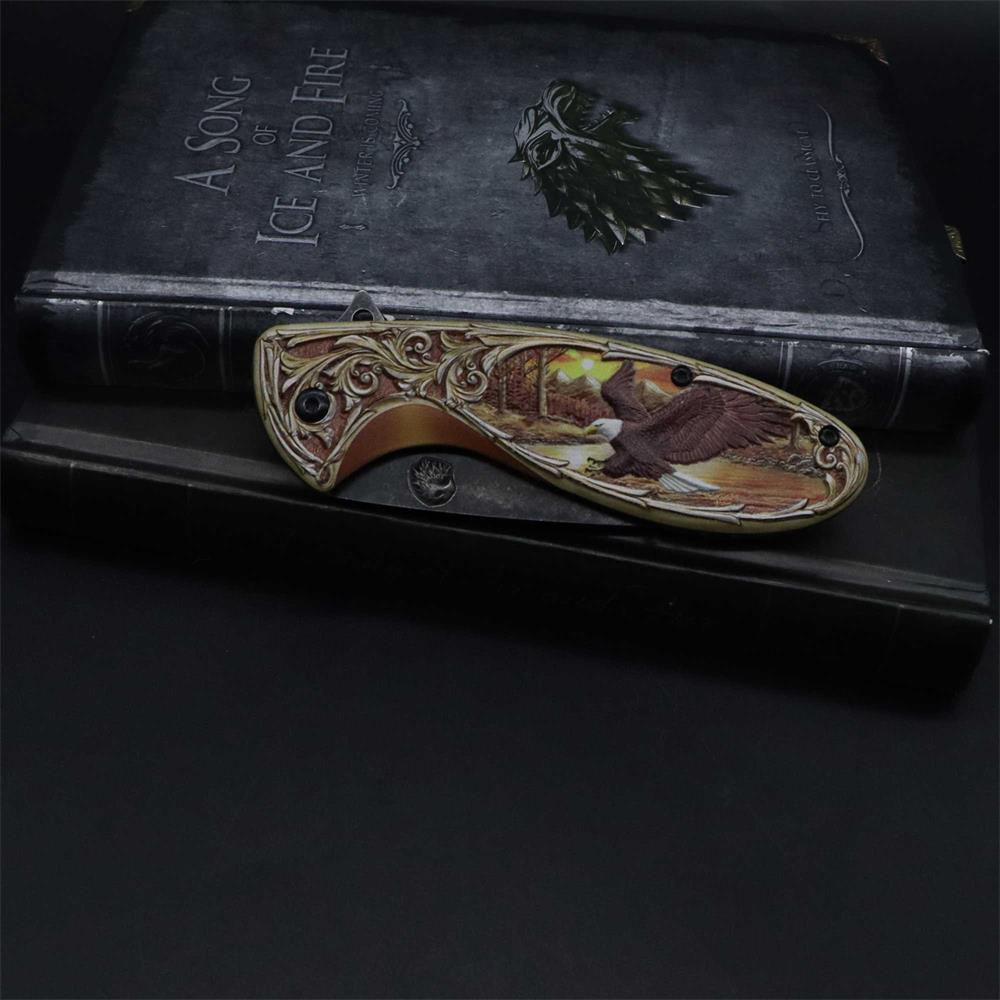 3D Sculpture Eagle Relief Folding Knife