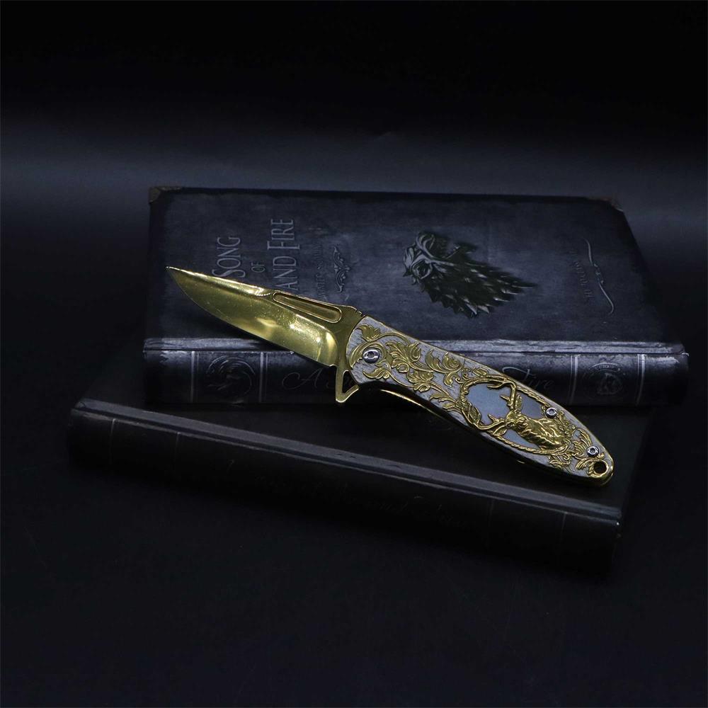 Fantastic Reindeer in the Mirror Folding Knife