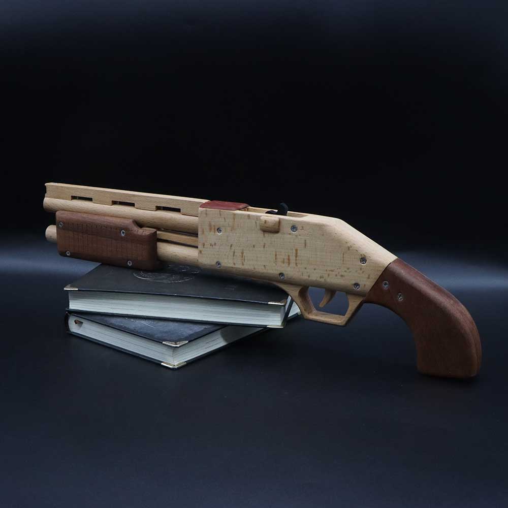 Assembled M37 Shotgun Rubber Band Wooden Replica Gun