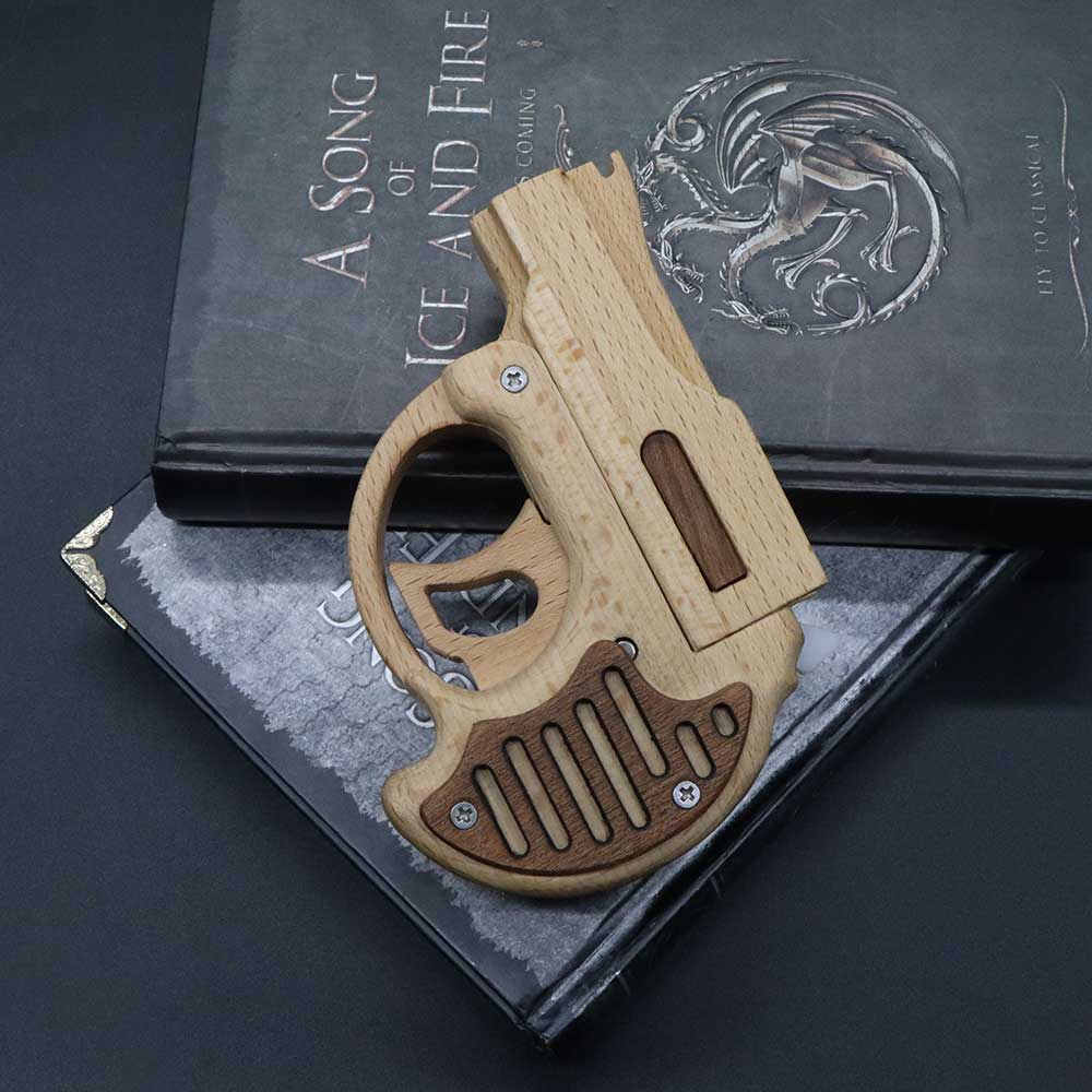 Mini Revolver Assembled Solid Wood Rubber Band Gun