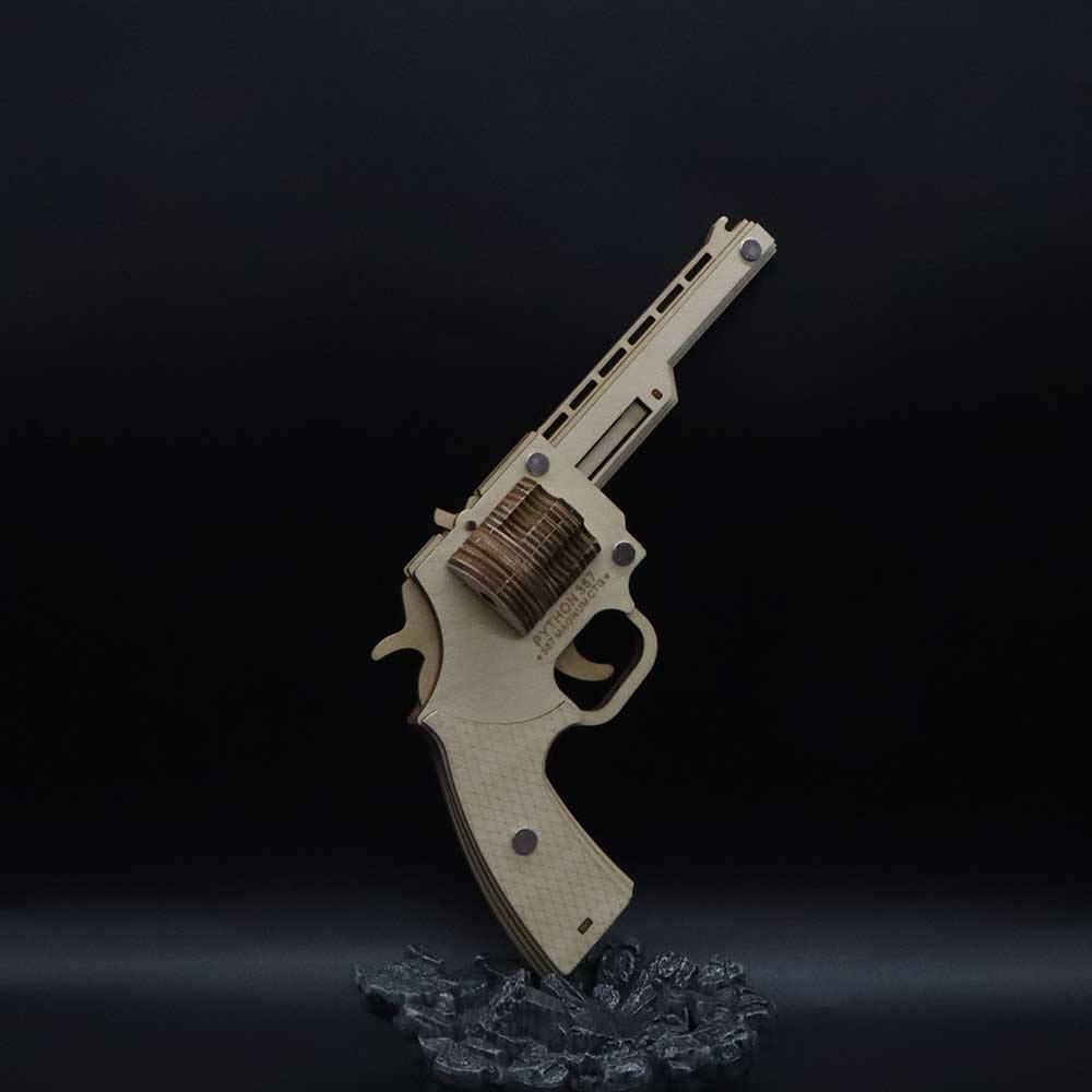 Assembled Revolver Wooden Rubber Band Gun Model Kit
