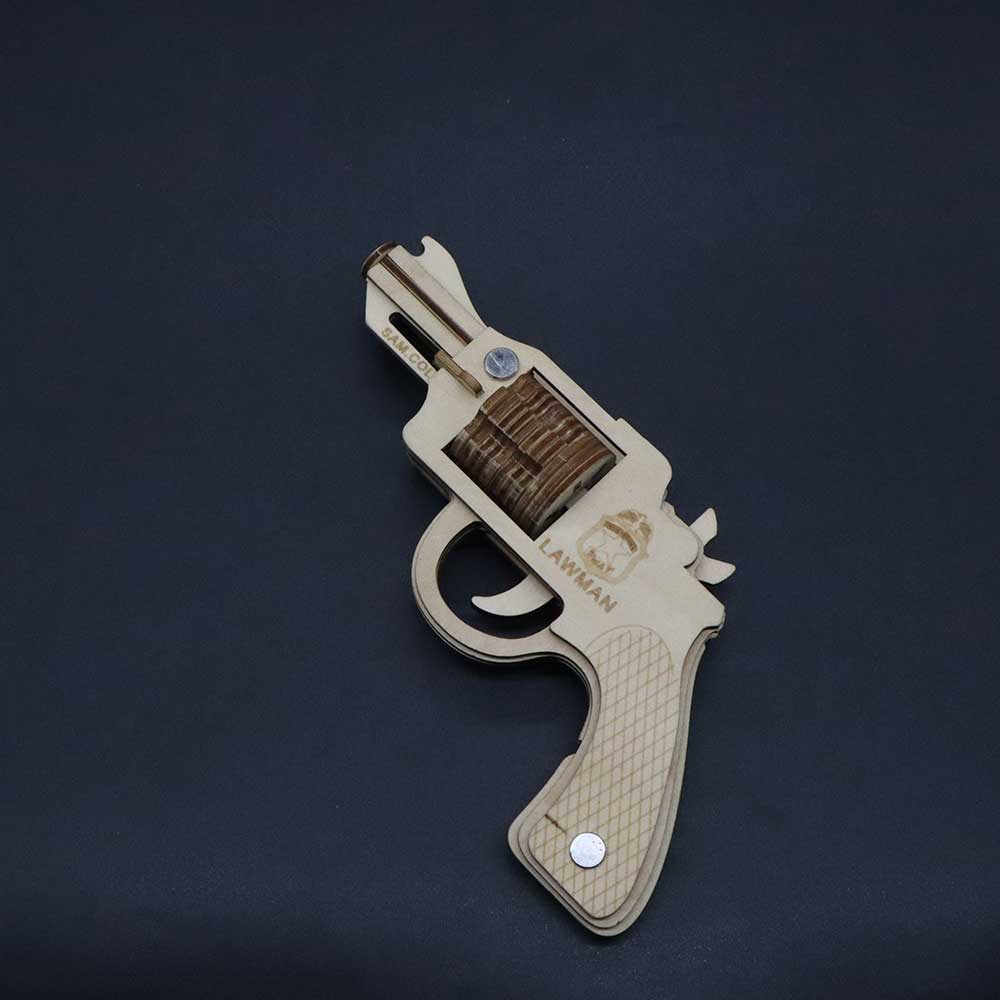 Assembled Colt Law Enforcement Officer Wooden Rubber Band Gun Model Kit