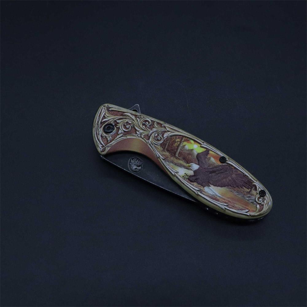 3D Sculpture Eagle Relief Folding Knife