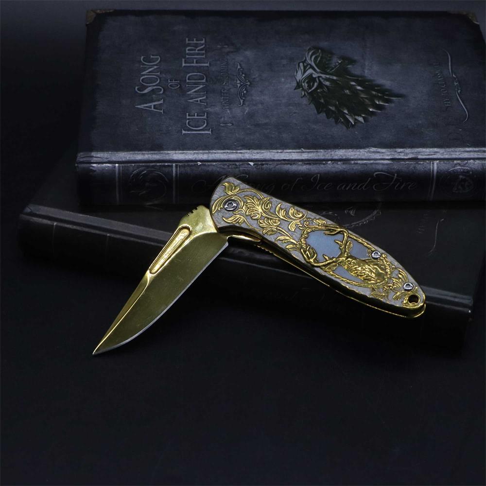 Fantastic Reindeer in the Mirror Folding Knife