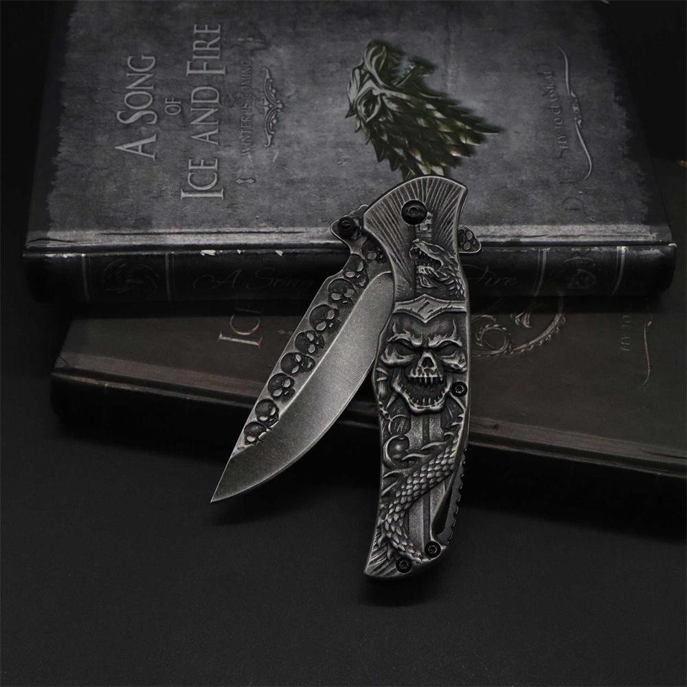 Snake Skull Relief Folding Knife