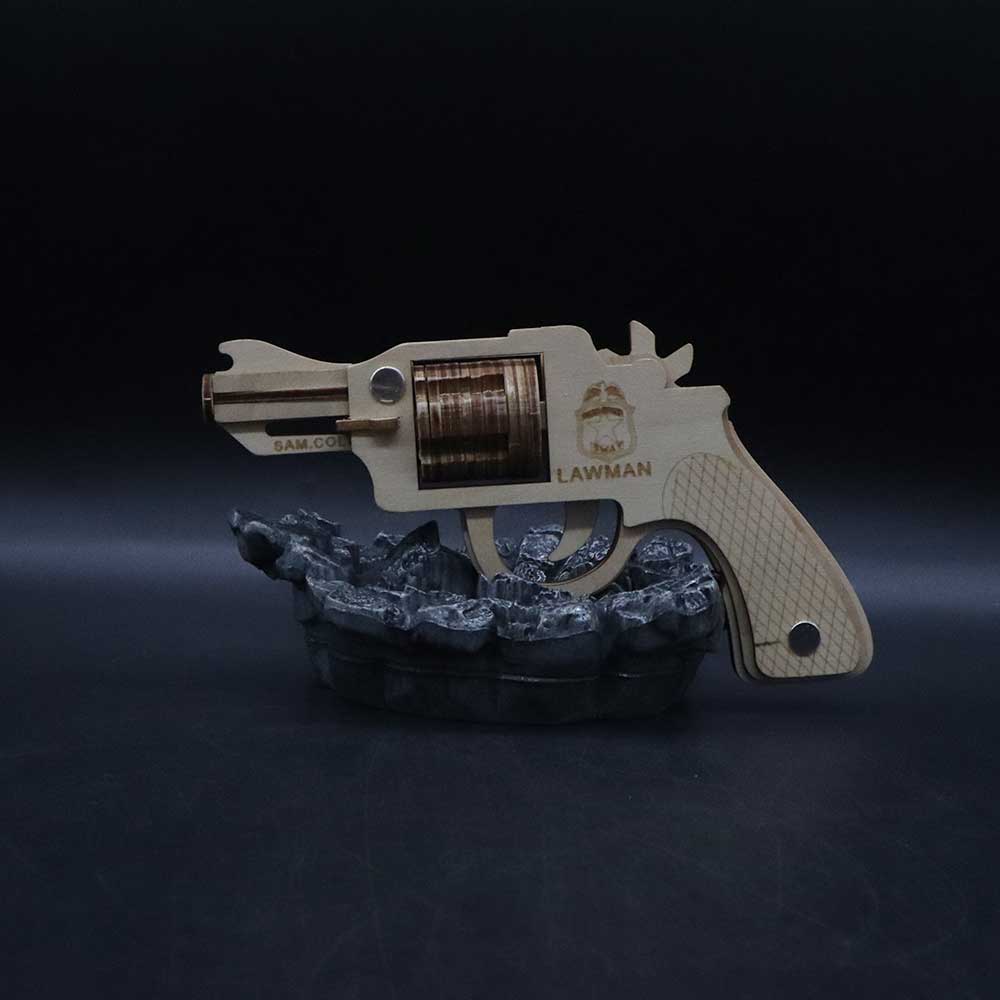 Assembled Colt Law Enforcement Officer Wooden Rubber Band Gun Model Kit