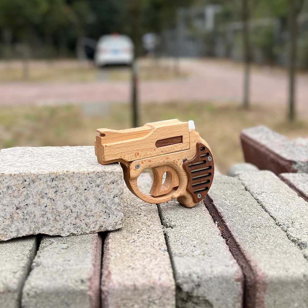 Mini Revolver Assembled Solid Wood Rubber Band Gun