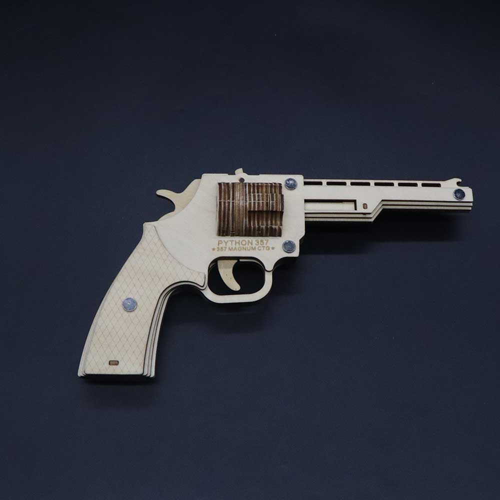 Assembled Revolver Wooden Rubber Band Gun Model Kit