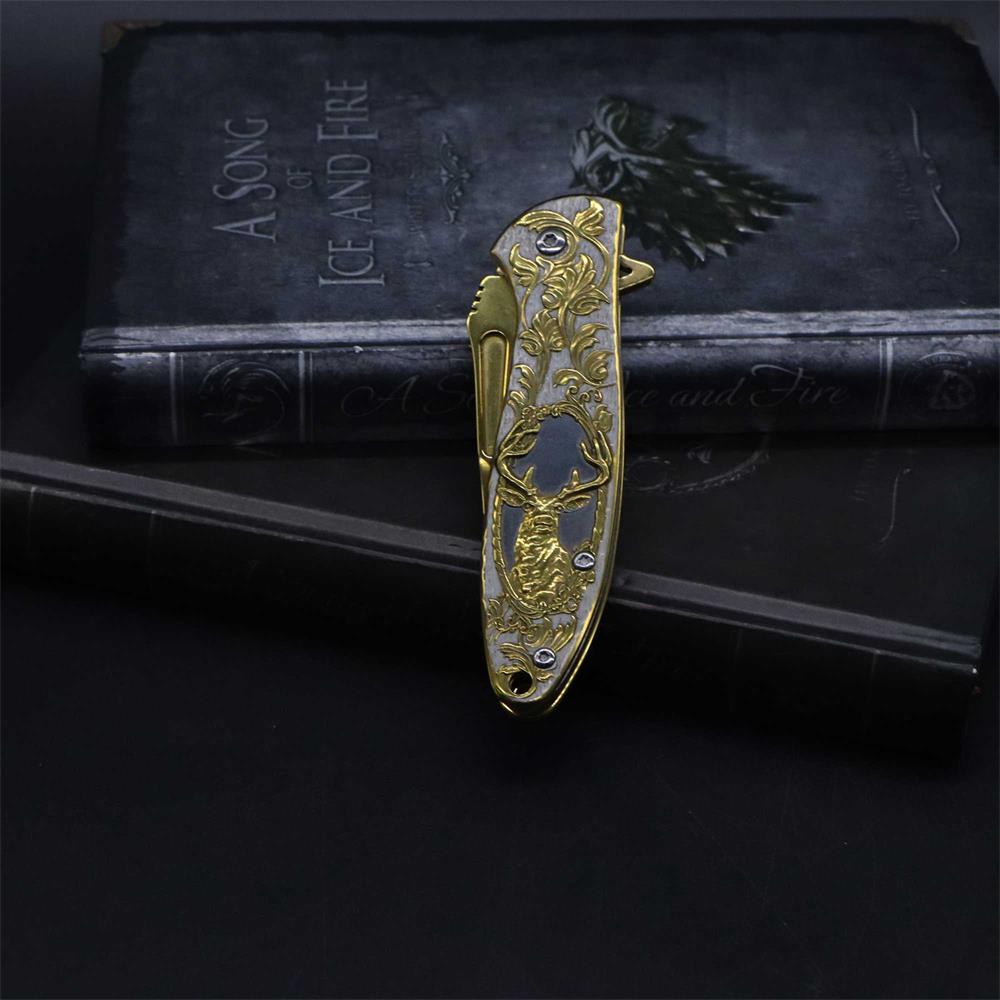 Fantastic Reindeer in the Mirror Folding Knife