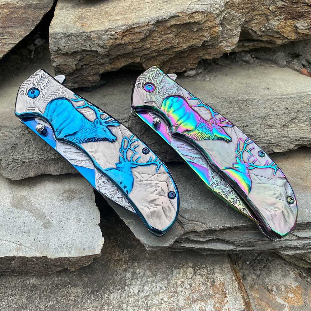 Fantastic Reindeer Folding Knife