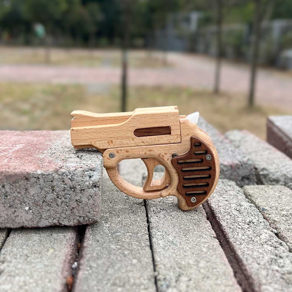 Mini Revolver Assembled Solid Wood Rubber Band Gun