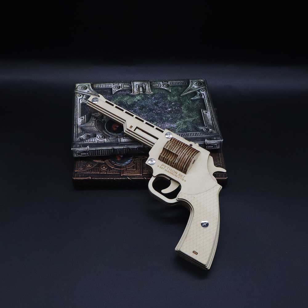 Assembled Revolver Wooden Rubber Band Gun Model Kit
