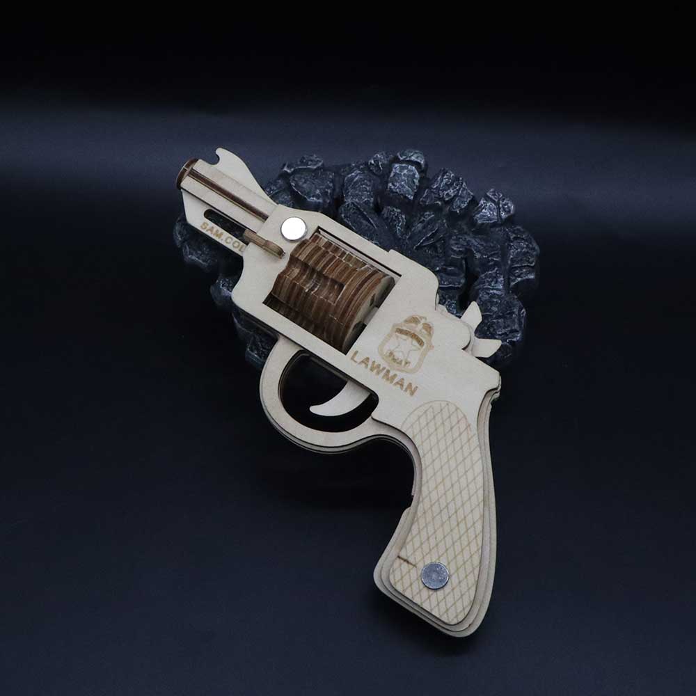 Assembled Colt Law Enforcement Officer Wooden Rubber Band Gun Model Kit