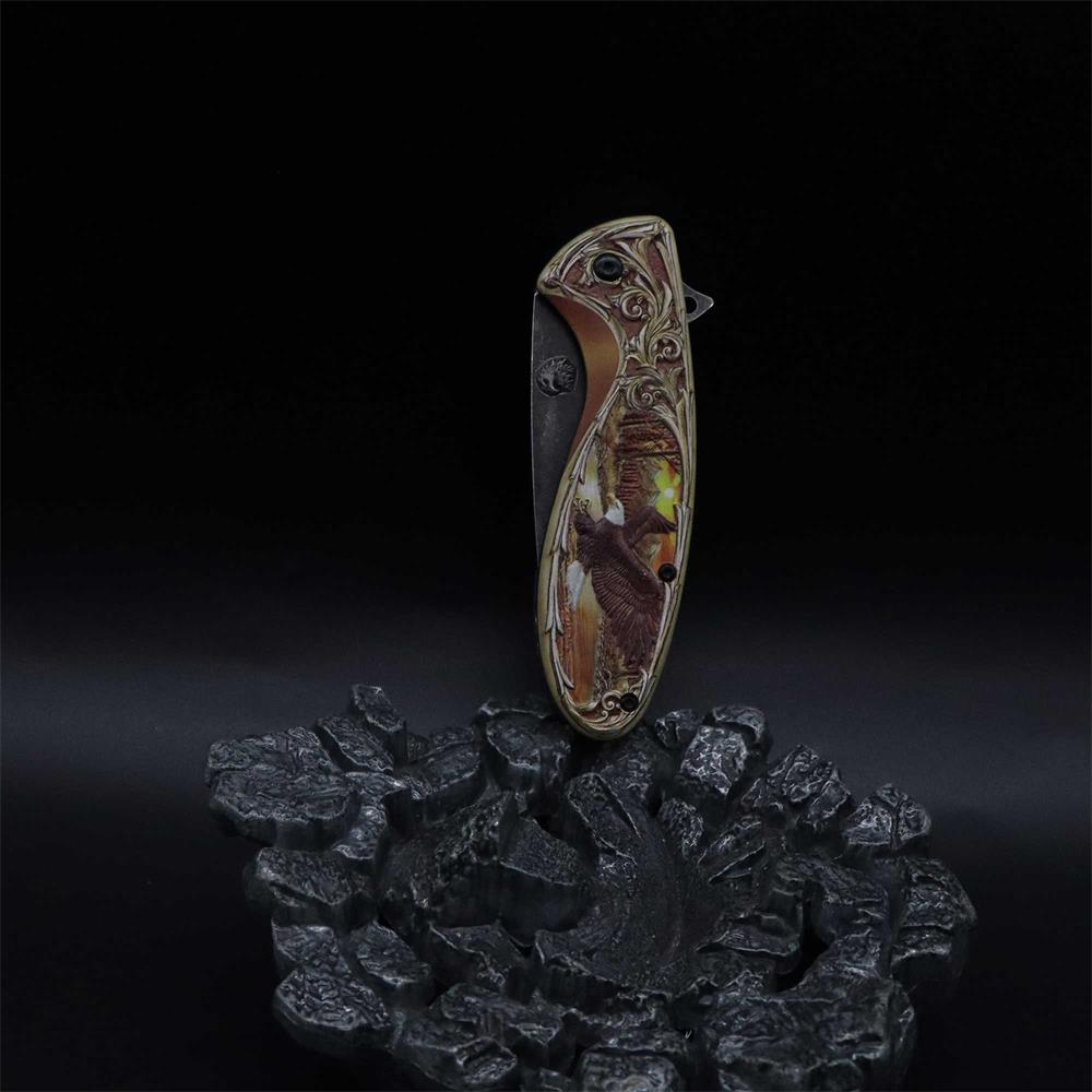 3D Sculpture Eagle Relief Folding Knife