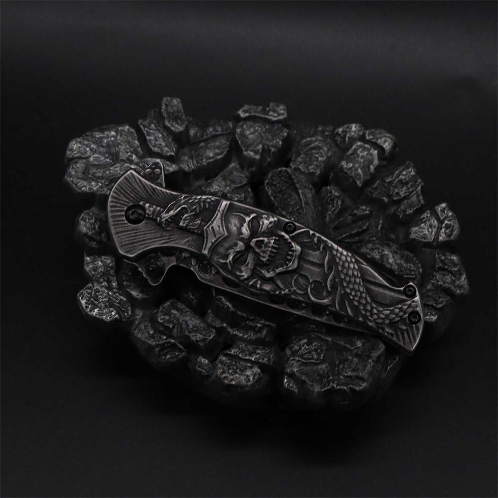 Snake Skull Relief Folding Knife