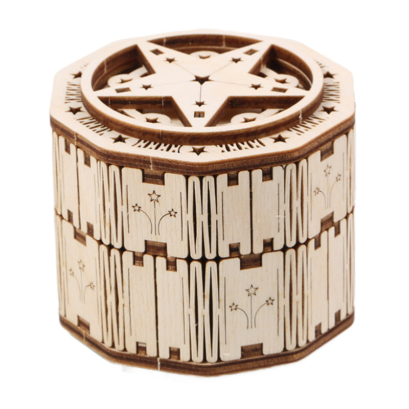 Music Box Ring Box Wooden Assembly Model 3D Three Dimensional Puzzle Box Gift Box