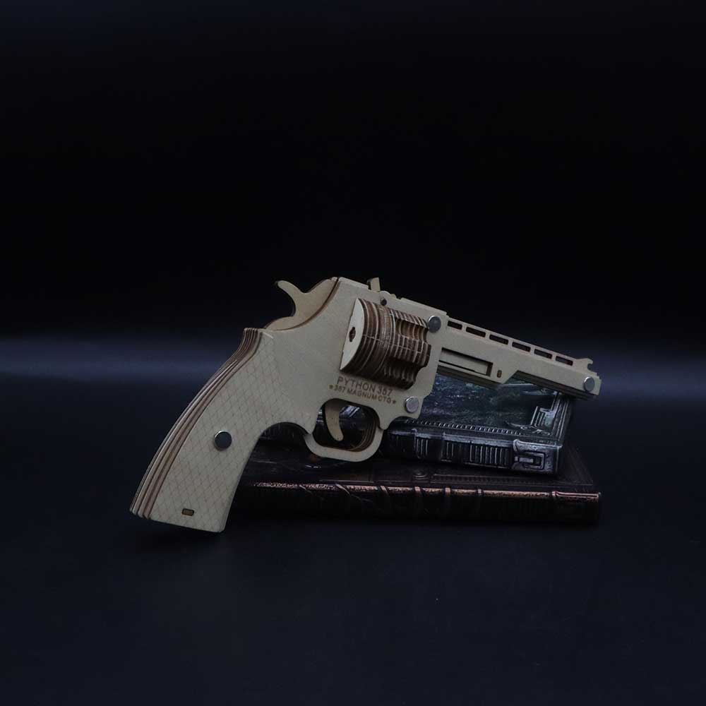 Assembled Revolver Wooden Rubber Band Gun Model Kit