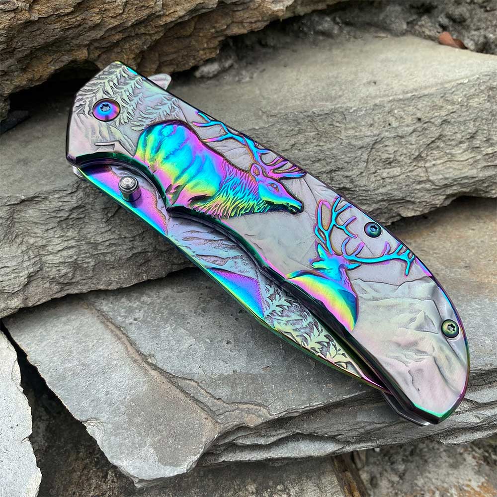 Fantastic Reindeer Folding Knife