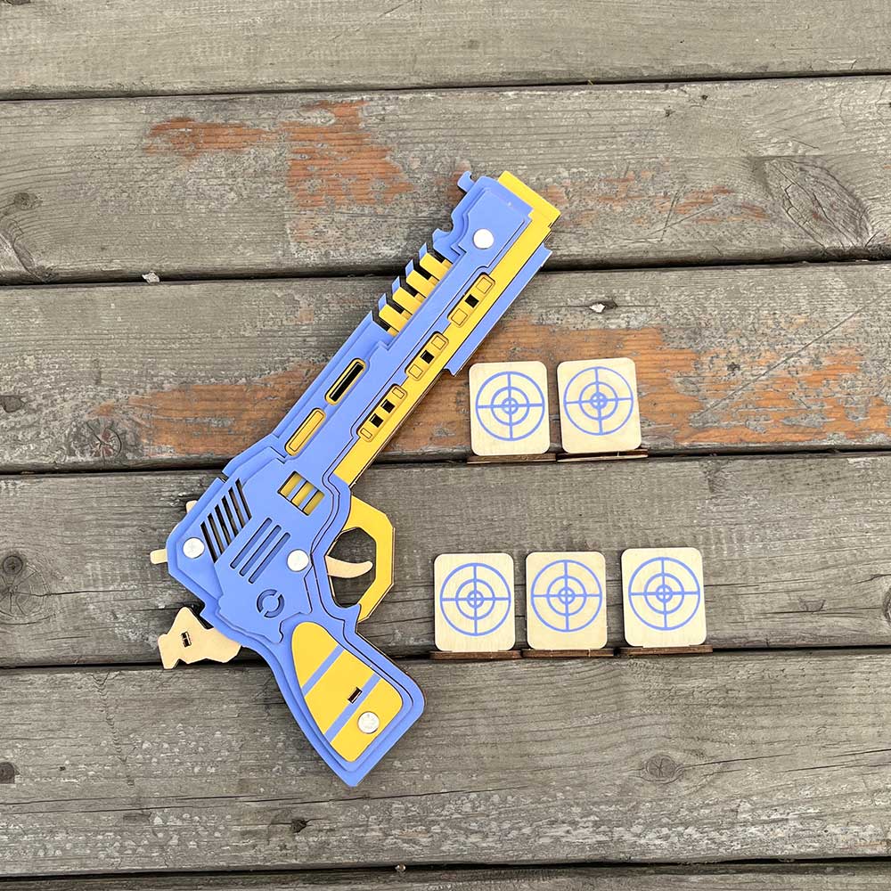 Battle Wolf 3D Gun Puzzle Wooden Rubber Band Gun Model Kit