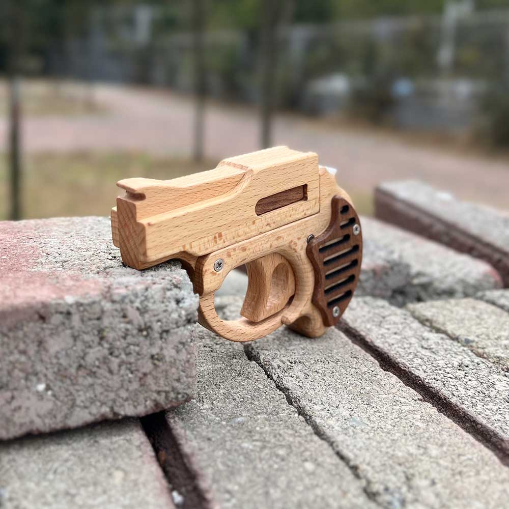 Mini Revolver Assembled Solid Wood Rubber Band Gun