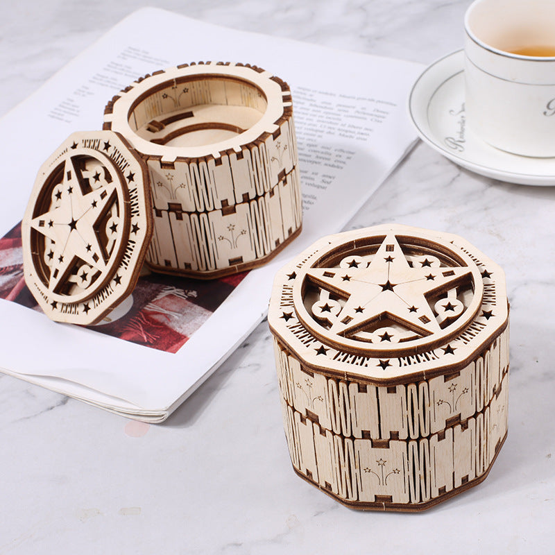 Music Box Ring Box Wooden Assembly Model 3D Three Dimensional Puzzle Box Gift Box