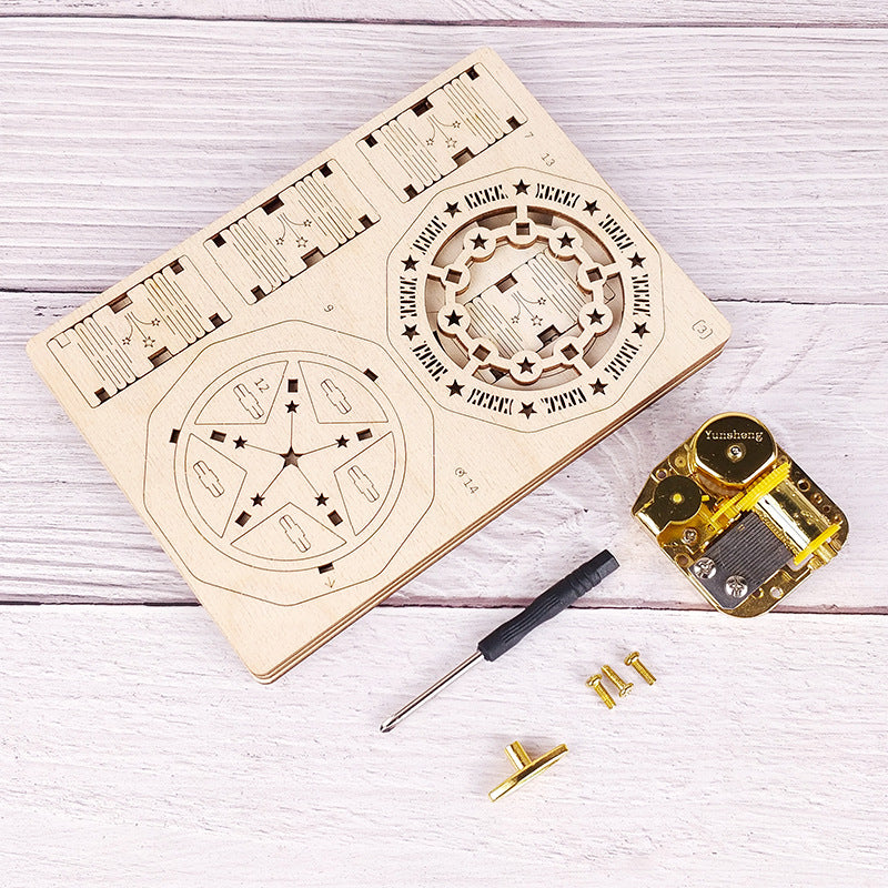 Music Box Ring Box Wooden Assembly Model 3D Three Dimensional Puzzle Box Gift Box