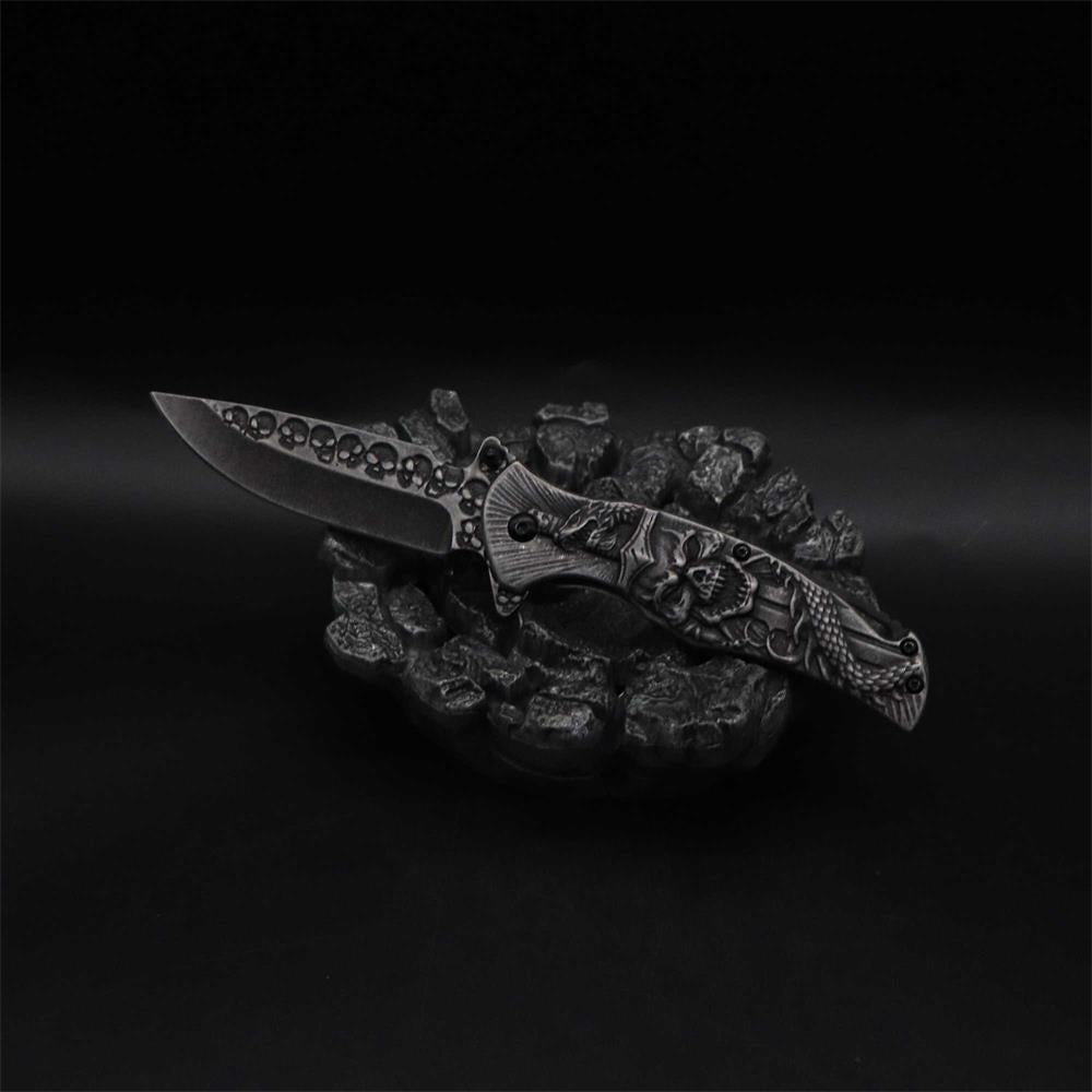 Snake Skull Relief Folding Knife