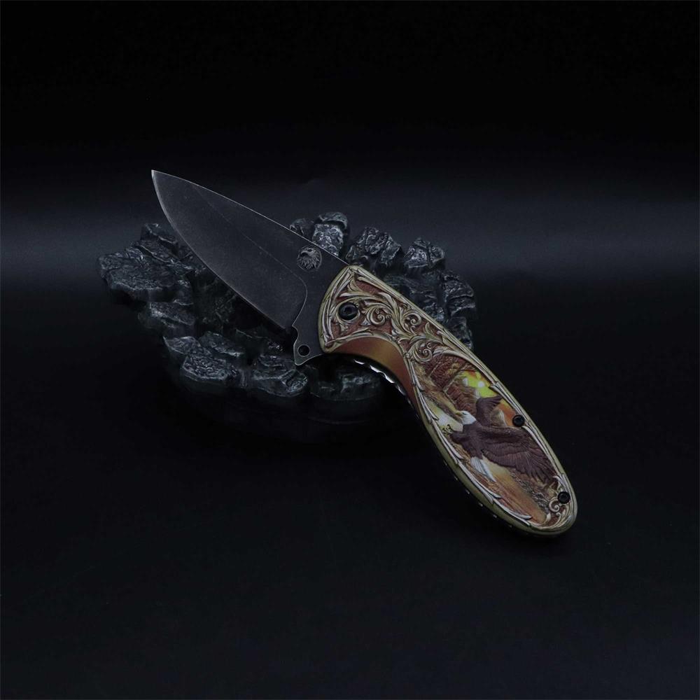 3D Sculpture Eagle Relief Folding Knife