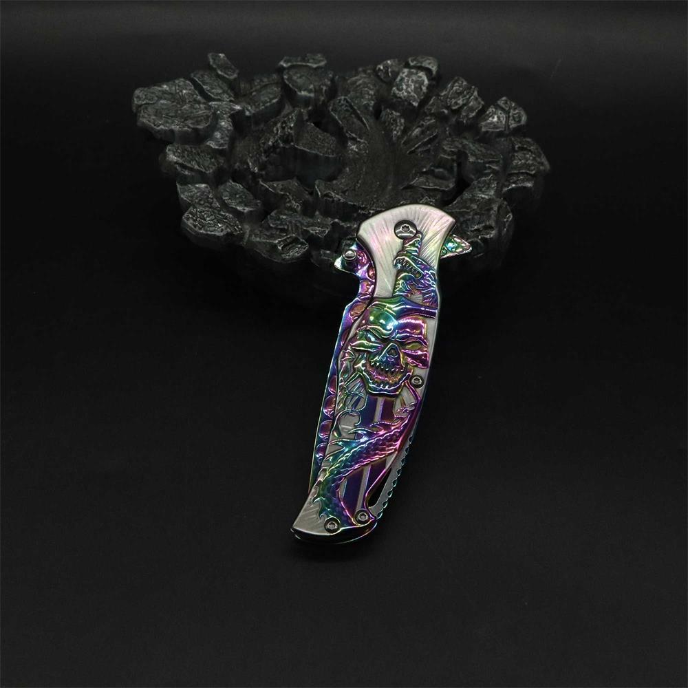 Snake Skull Relief Folding Knife