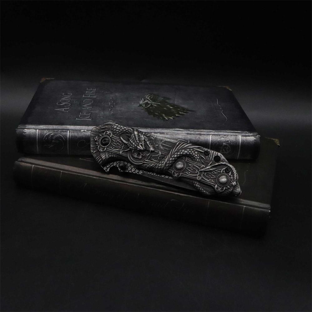 Evil Dragon Sculpture Knife Folding Knife