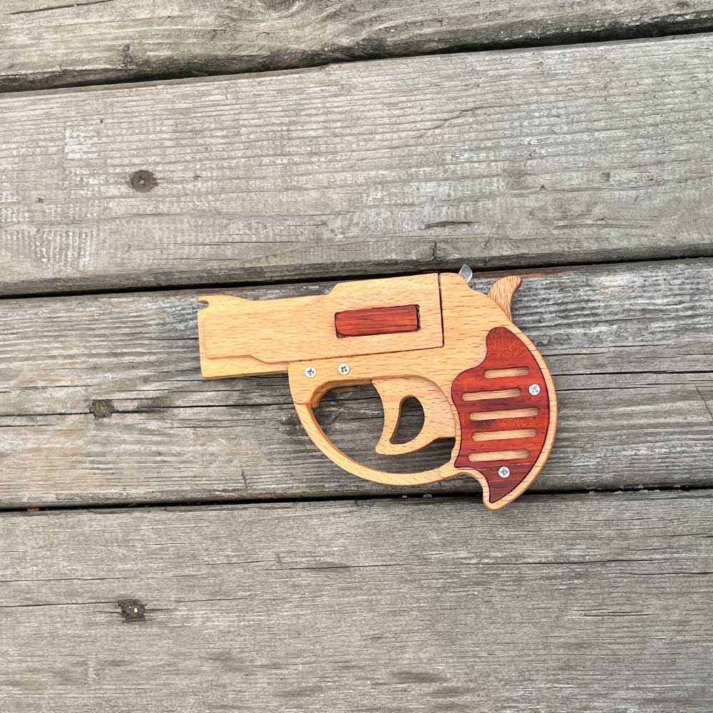 Solid Wood Mini Revolver Rubber Band Gun