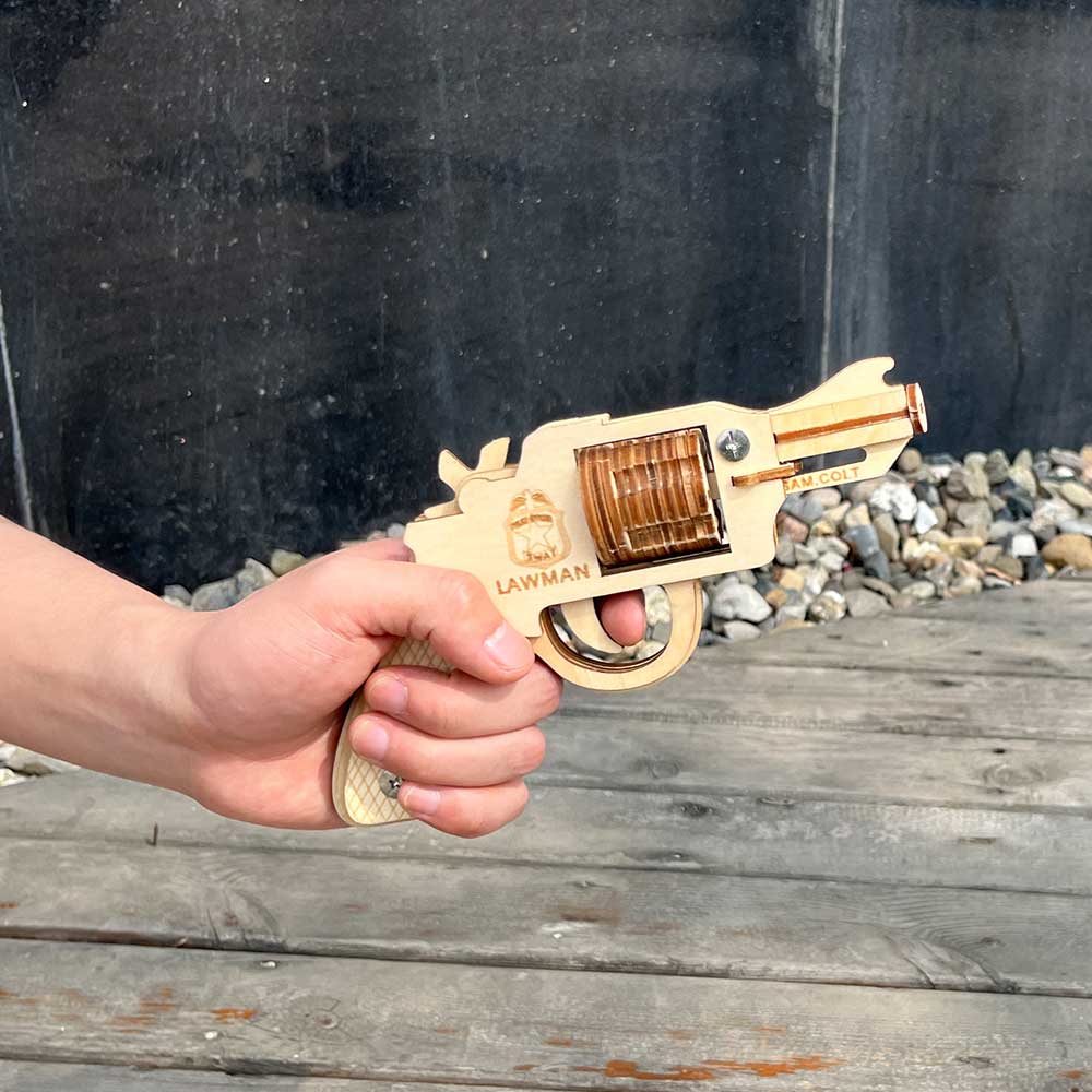 Assembled Colt Law Enforcement Officer Wooden Rubber Band Gun Model Kit
