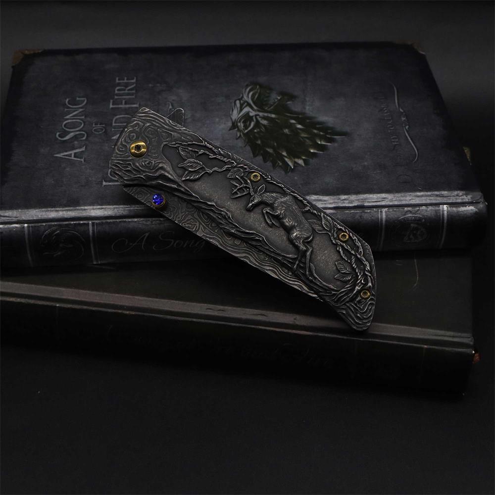 3D Sculpture Reindeer Folding Knife