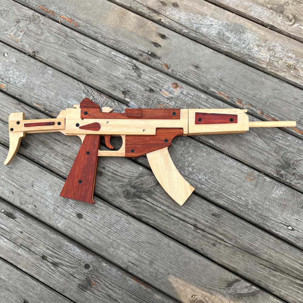 Solid Beech Wood MP5 SMG Replica Rubber Band Gun Model Kit