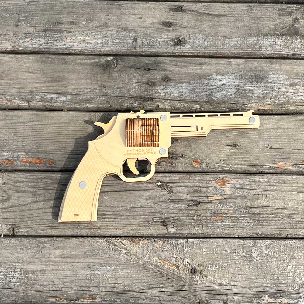 Assembled Revolver Wooden Rubber Band Gun Model Kit