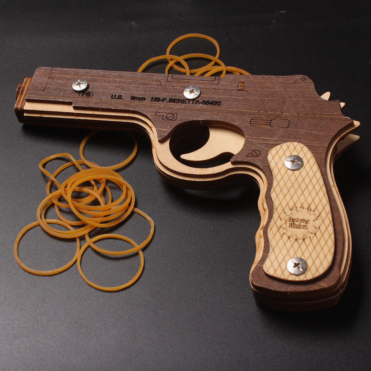 DIY 3D Beretta M9 Rubber Band Gun Wooden Puzzle Kit